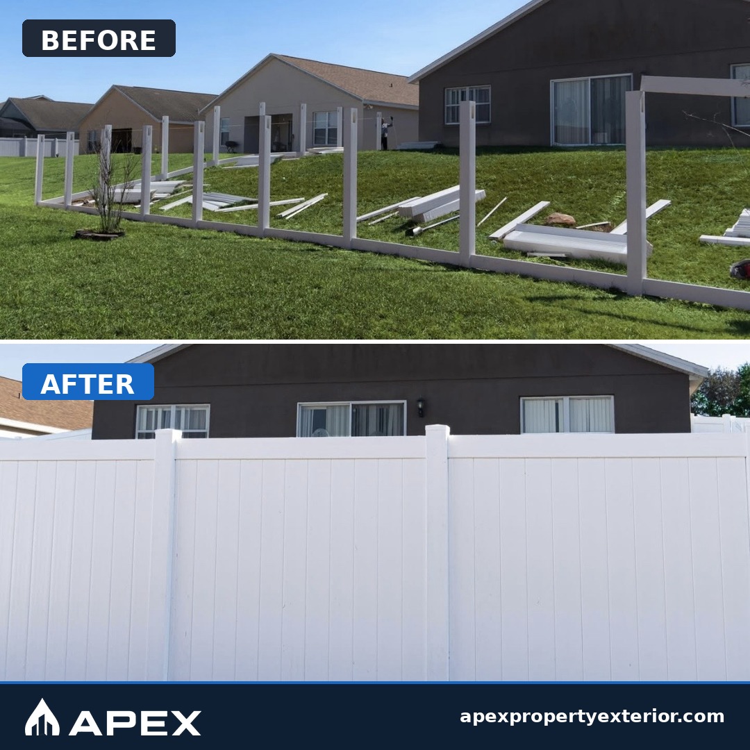 Before and after: vinyl fence installation