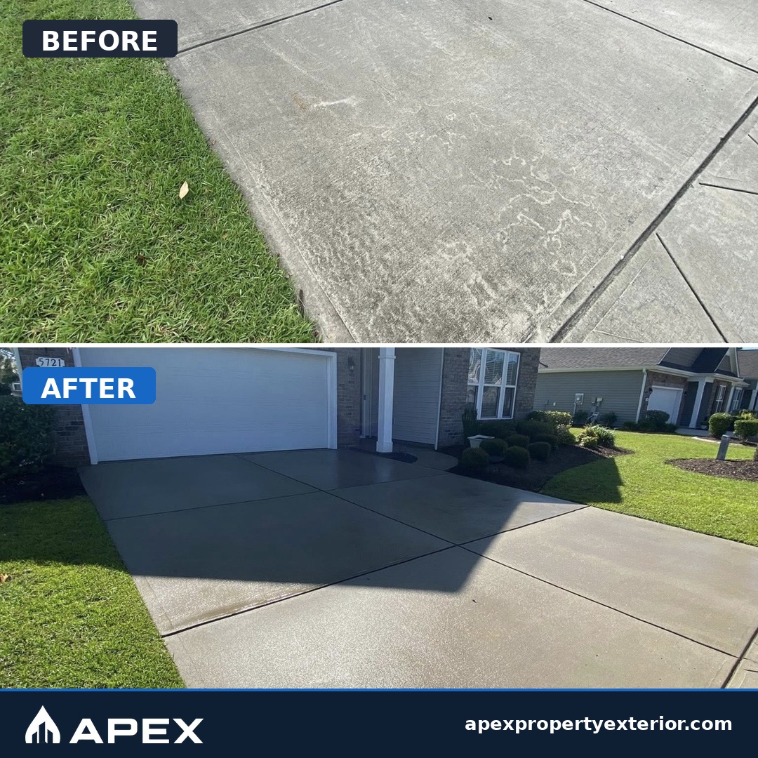 Before and after: garage driveway pressure washing